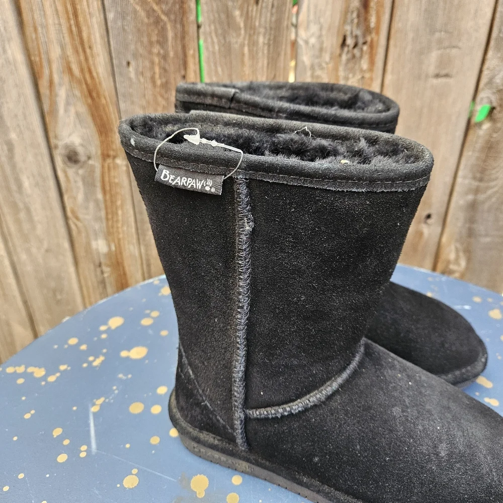 Bearpaw Black Suede Boots Women Size 5 - Picture 8 of 15